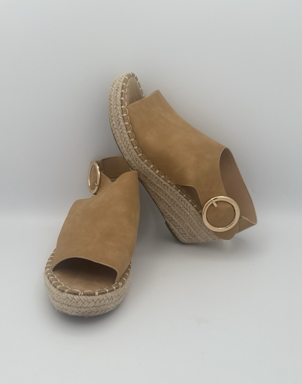CATHERINE MALANDRINO Cirkly Tan Espadrille Wedge Heel Open Toe Sandals W 9